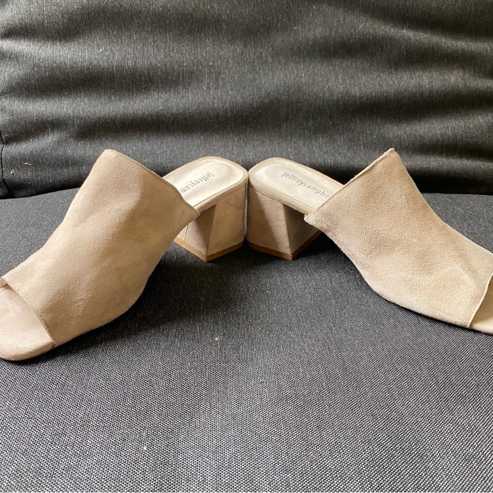 Jeffrey Campbell Perpetua Mules Sandals Tan Beige Leather Women’s Size 8 - Picture 3 of 8